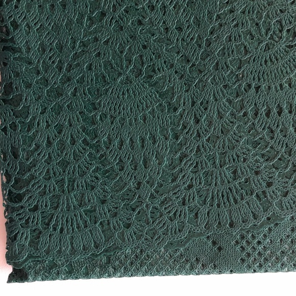 Vtg Crochet Vinyl Lace Table Cloth 70in Round By Better Home GREEN NEW - Picture 8 of 8